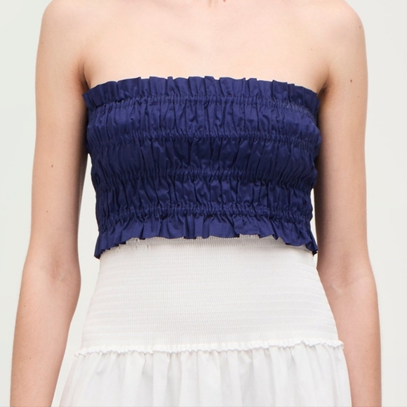 Hill House Tops - NWT Hill House The June Nap Top in Navy 100% Cotton Smocked Size Large